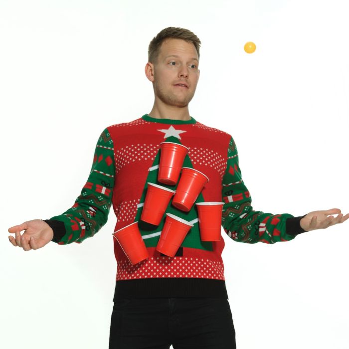 Beer Pong Weihnachts-Pullover - 100% Bio-Baumwolle