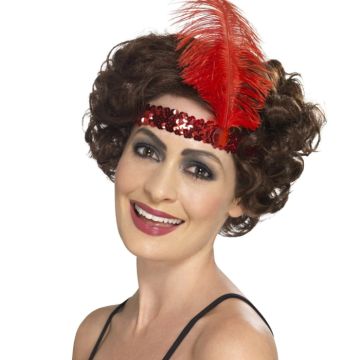 Rotes Haarband mit Federn