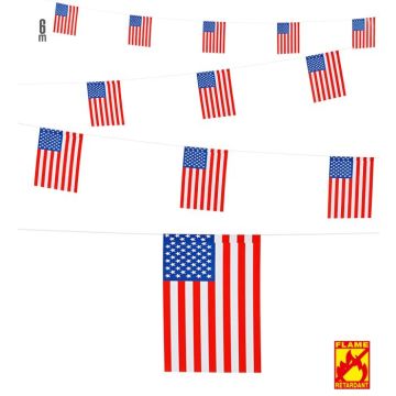 USA Flaggen Girlande Amerikanische Flagge - 6 m