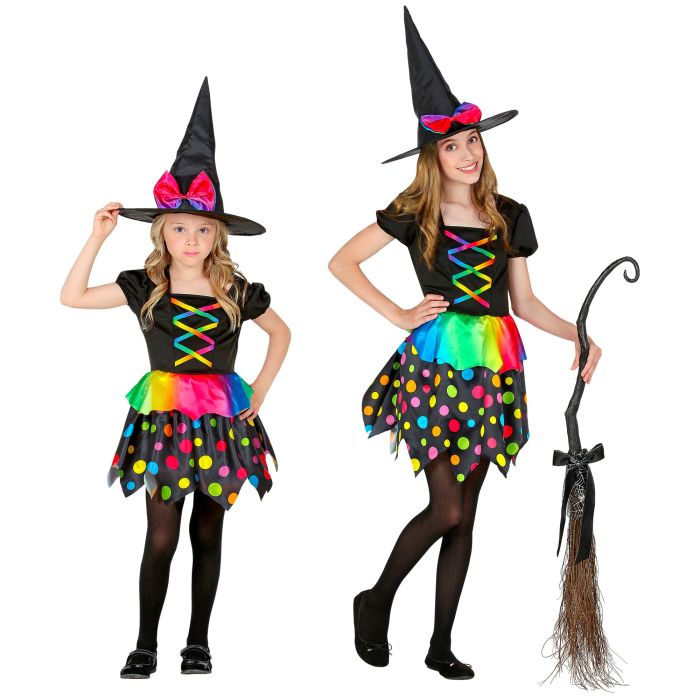 Regenbogenfarbiges Hexenkostüm für Mädchen