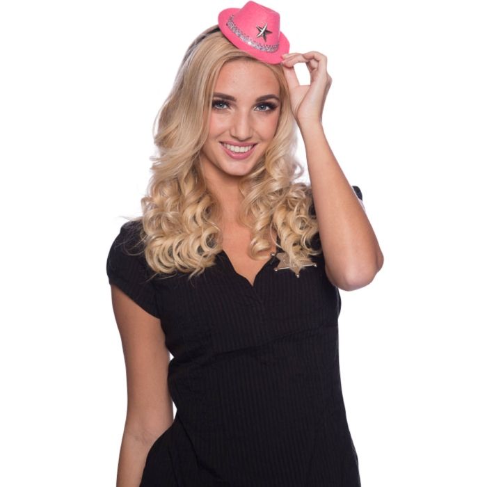 Pinker Mini-Cowboyhut mit Stern - Einheitsgröße