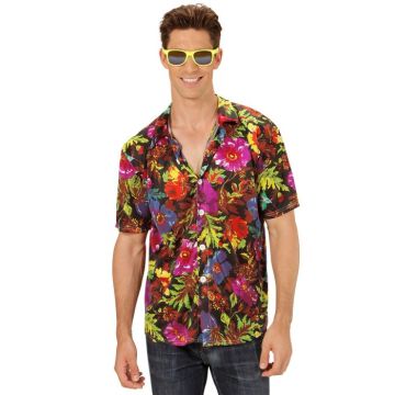 Schwarz-blumiges Hawaii-Hemd