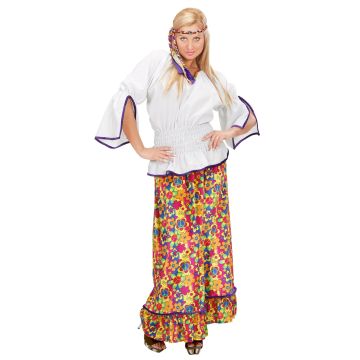 Damen-Hippiekostüm mit langem, floralen Rock