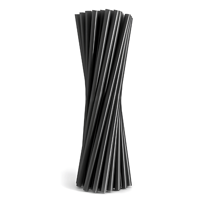  Strohhalme schwarz 200x6mm Mehrweg 50x Plastik
