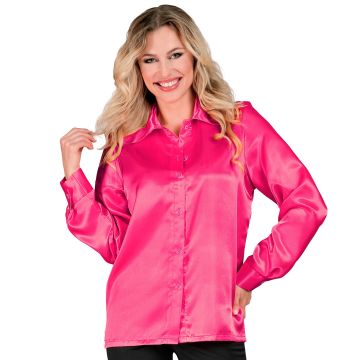 Pinker Discohemd aus Satin für Damen