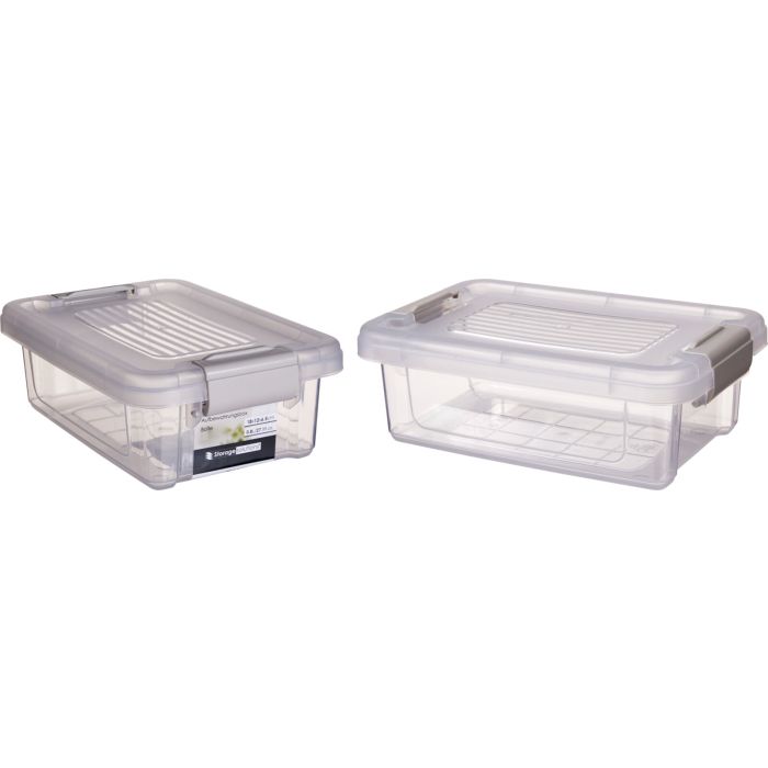 Aufbewahrungsbox 800 ml mit grauen Clips