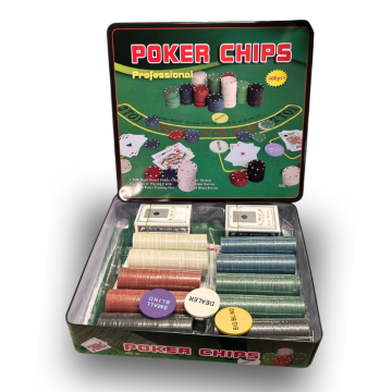 Pokerset m. 500 Chips, Pokertuch, usw.