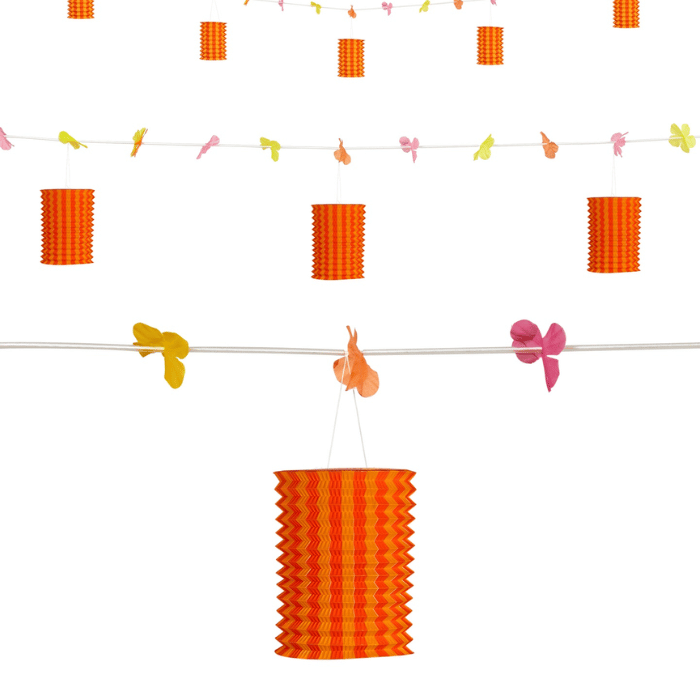 Orange/gelbe Laternen-Blumen-Girlande - 3 Meter