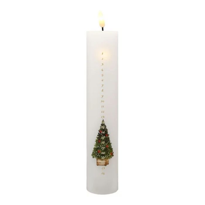 LED-Adventskerze mit Weihnachtsbaum und Zahlen bis 24 magische Weihnachten Die Alte Apotheke