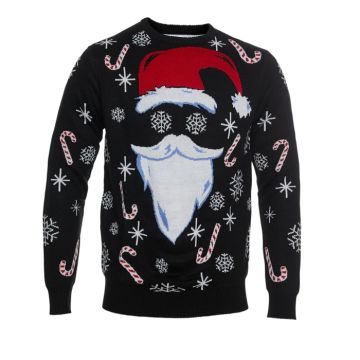 Weihnachtspullover mit Weihnachtsmann schwarz