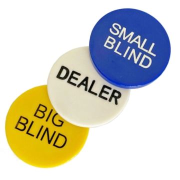 Poker-Set-Knöpfe mit Dealer, Small Blind und Big Blind 3x
