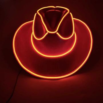 Lustiger Cowboy Rave Hut mit LED Orange