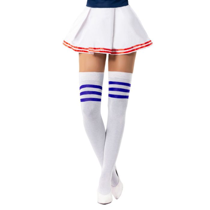 Cheerleader Kniestrümpfe Einheitsgröße weiß und blau