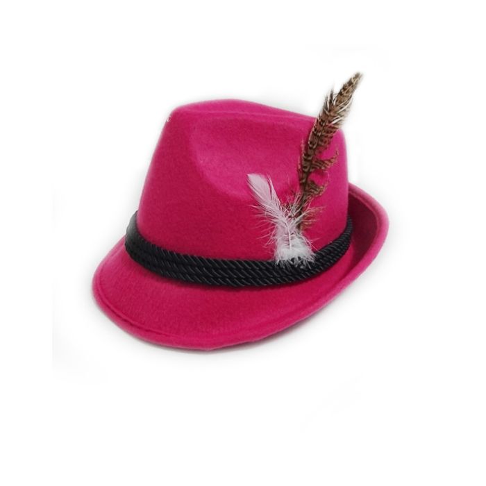 Tirolerhut zur Oktoberfest Bayern pink für Frauen Einheitsgröße