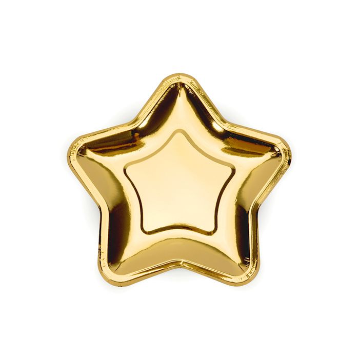 Goldene Stern-Pappteller 6x - 18 cm 