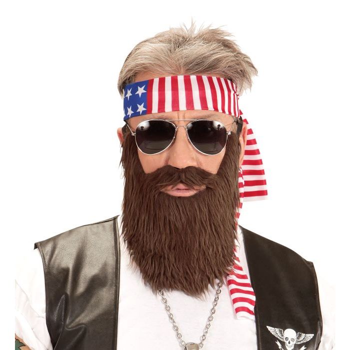 Biker USA Stirnband und Bart - 2 Teile