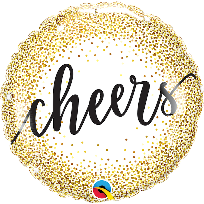 Runde goldpunktierte Cheers Folienballon - 45 cm