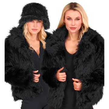 Schwarze kurze Pelzjacke für Damen