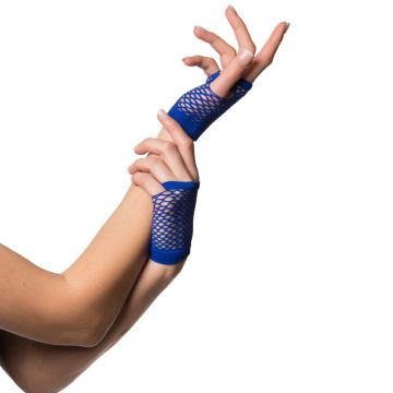 kurze fingerlose Netz-Handschuhe Einheitsgröße für Frauen blau