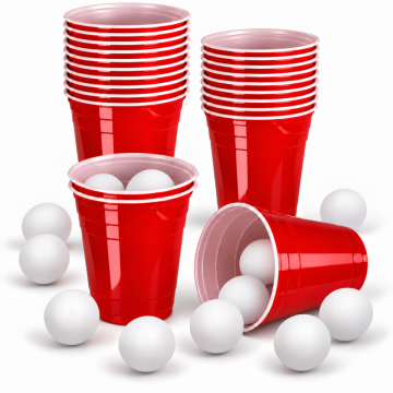 Beer Pong Set inkl. 22 Becher und 15 Bälle