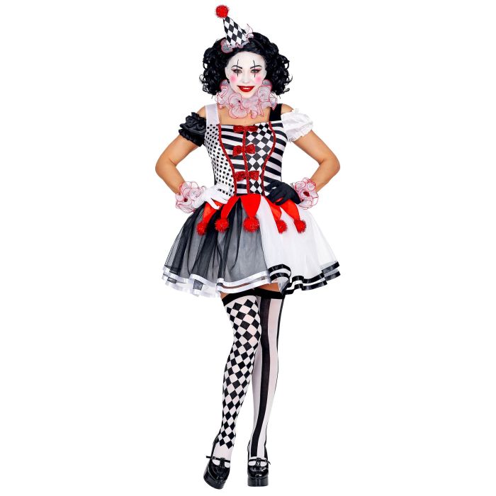 Harlekin-Kleid mit Minihut für Damen