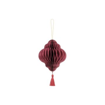 Dunkelrote Papier-Honeycomb mit Quaste - 15x13,2 cm