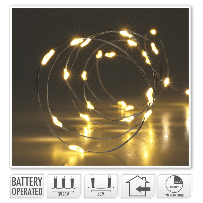 LED lyskæde tråd 80 LED Varm hvid  - 395 cm