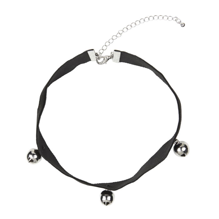Schwarzes Katzenhalsband mit 3 Glöckchen