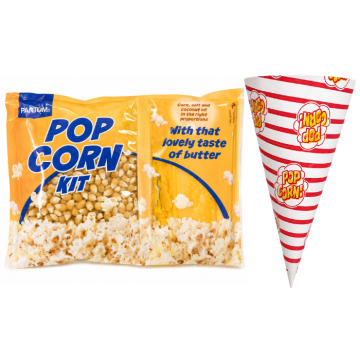 Popcorn Festpaket 100x Portionen alles inklusive.