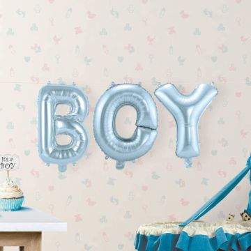 BOY hellblauer Folienballon - 36 cm