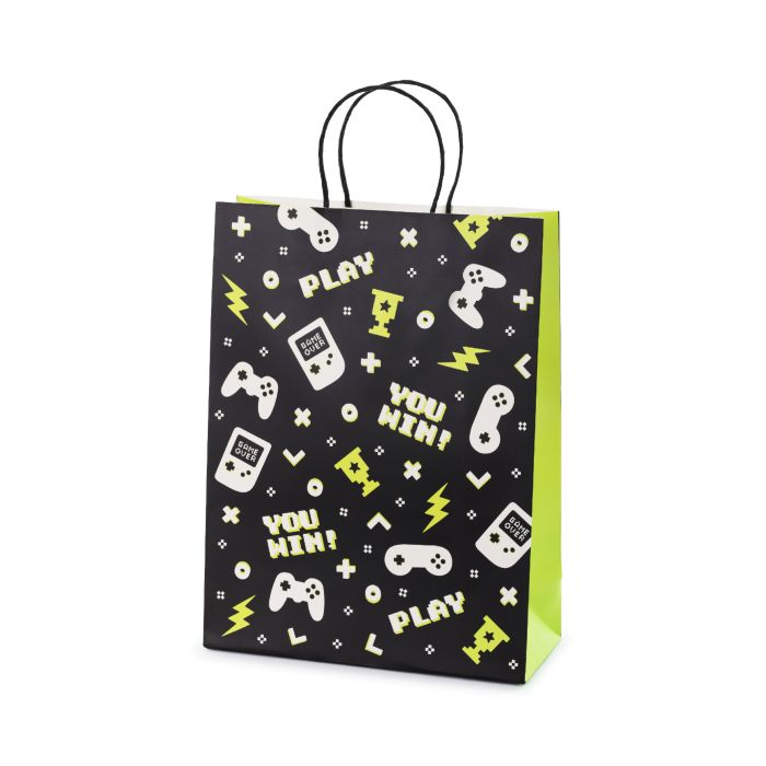 Geschenkverpackung mit Gamepad-Controller-Motiven 10x24x32 cm
