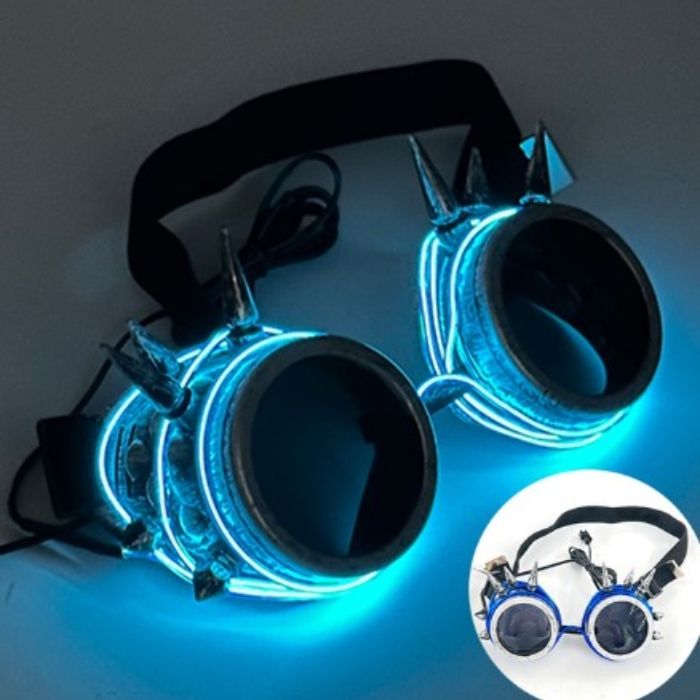 LED-Brille mit Stacheln Blau - Einheitsgröße