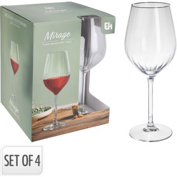 Geriffelte Weingläser aus klarem Glas, 4 Stk., 51 cl