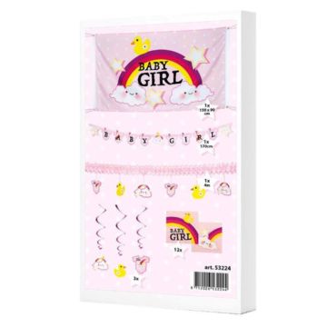 Babyshower-Paket mit Dekorationen für Mädchen - 18 Teile