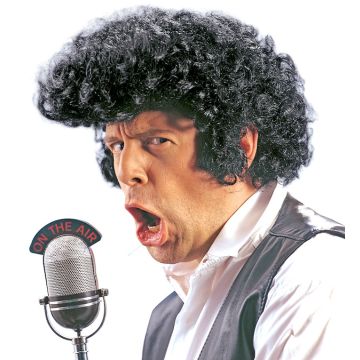 Rock'n'roll schwarze lockige Perücke - Einheitsgröße