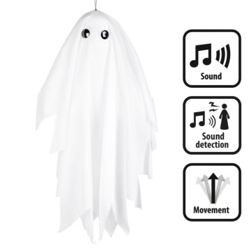 Zitternder Halloween-Geist mit Geräuschfunktion zum Aufhängen - 48 cm