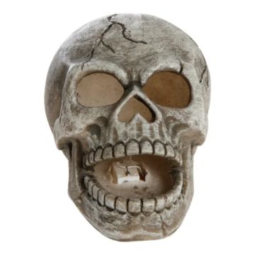 Halloween LED Schädel Dekoration grau Das AlteApotheke