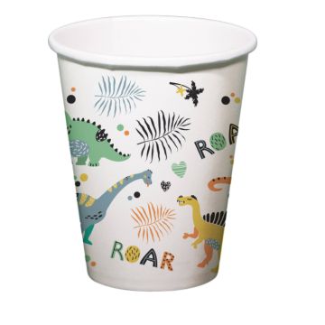 Papierbecher mit Dinosauriermotiven 6x - 250 ml