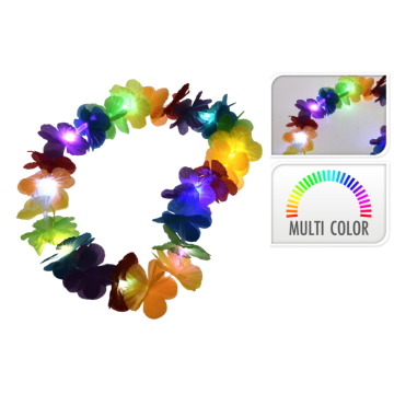 Hawaiikrans med LED 10 m - multifarvet 