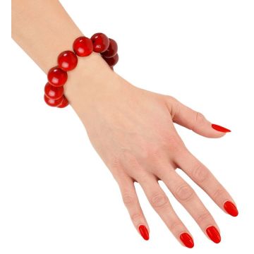 Rotes 70er Perlenarmband