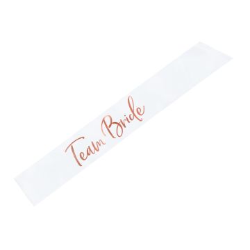 Weiße "Team Bride" Schärpe mit roségoldener Schrift - 75 cm