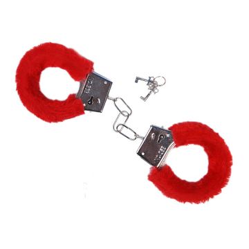 Rote Plüsch Handschellen inkl. 2x Schlüssel