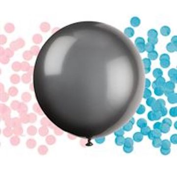 Gender Reveal Ballon mit Konfetti Schwarz - 61 cm
