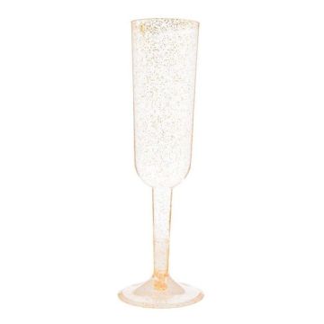 Champagnerglas Plastik Gold Glitzer - 4 Stk., 198 ml