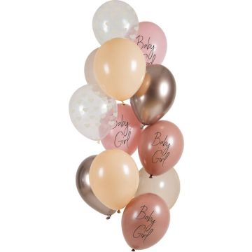 "Baby Girl" Ballons Pink 12 Stk. - 33 cm 