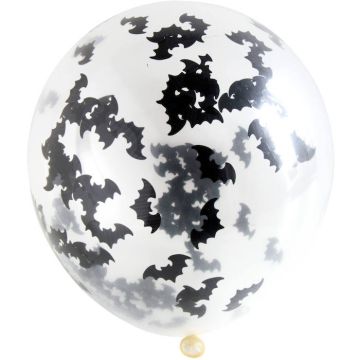 Ballon mit Fledermaus Konfetti 4x - 30 cm