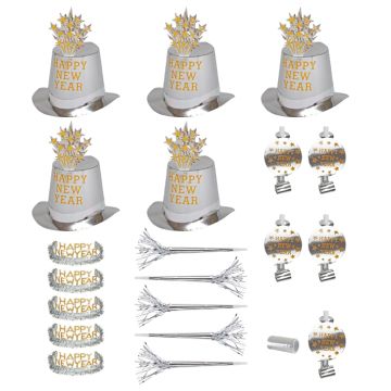 Silber Silvester-Set 10 Personen frohes neues Jahr