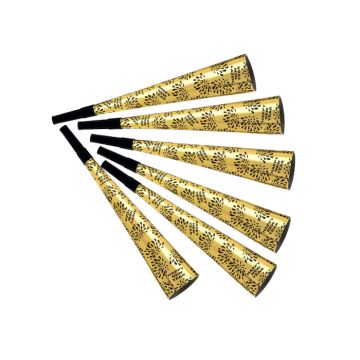 Fest trompeter happy new year guld 6x - 25 cm