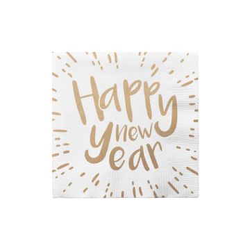Nytårs servietter med happy new year 20x - 33x33 cm