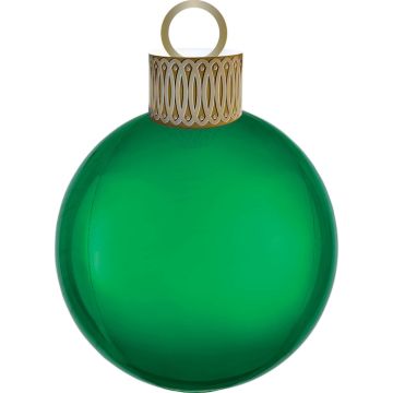 Großer grüner Weihnachtskugel Ballon - 38 x 50 cm